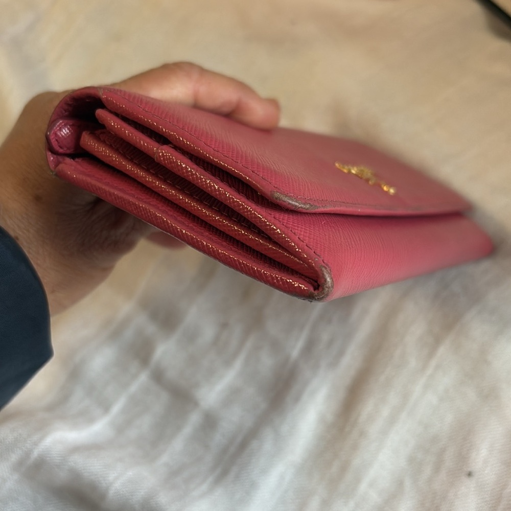 Prada Continental Wallet Pink Saffiano Metal Leather - Picture 11 of 12